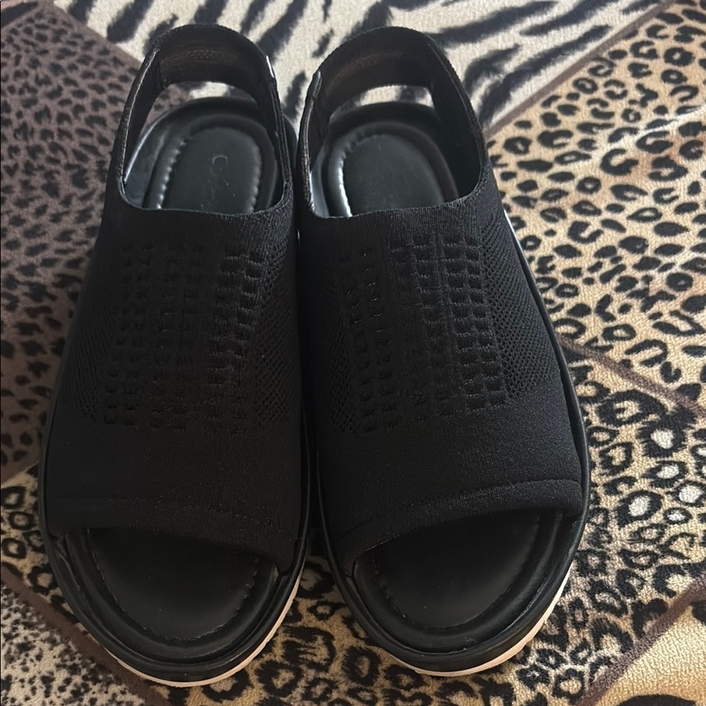 Calvin Klein Black Wedge Shoes with Cushioned Footbed